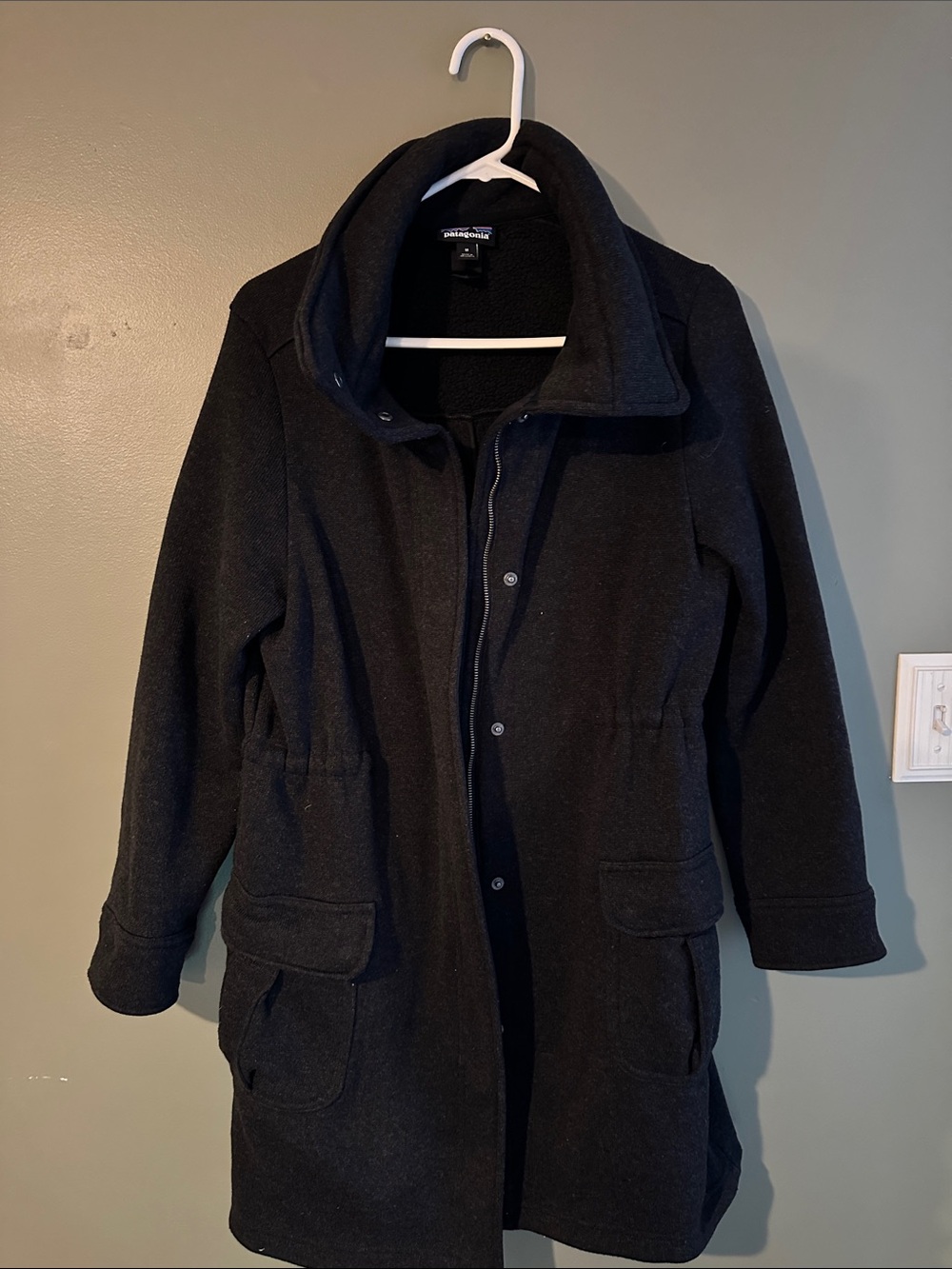 Patagonia Black Long Funnel-Collar Coat